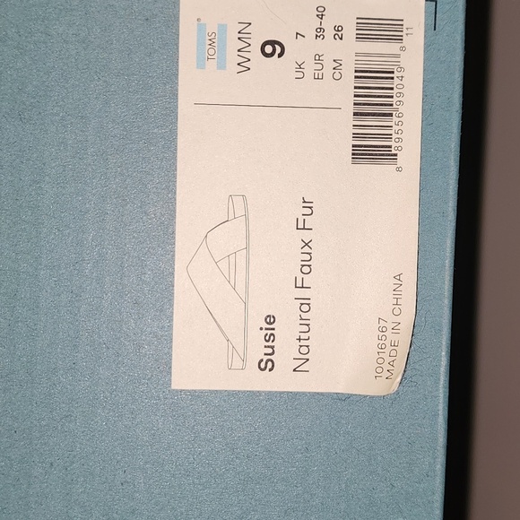 TOMS Natural Faux Fur Susie Womens Size 9 Fuzzy Slippers NIB New - Picture 7 of 7